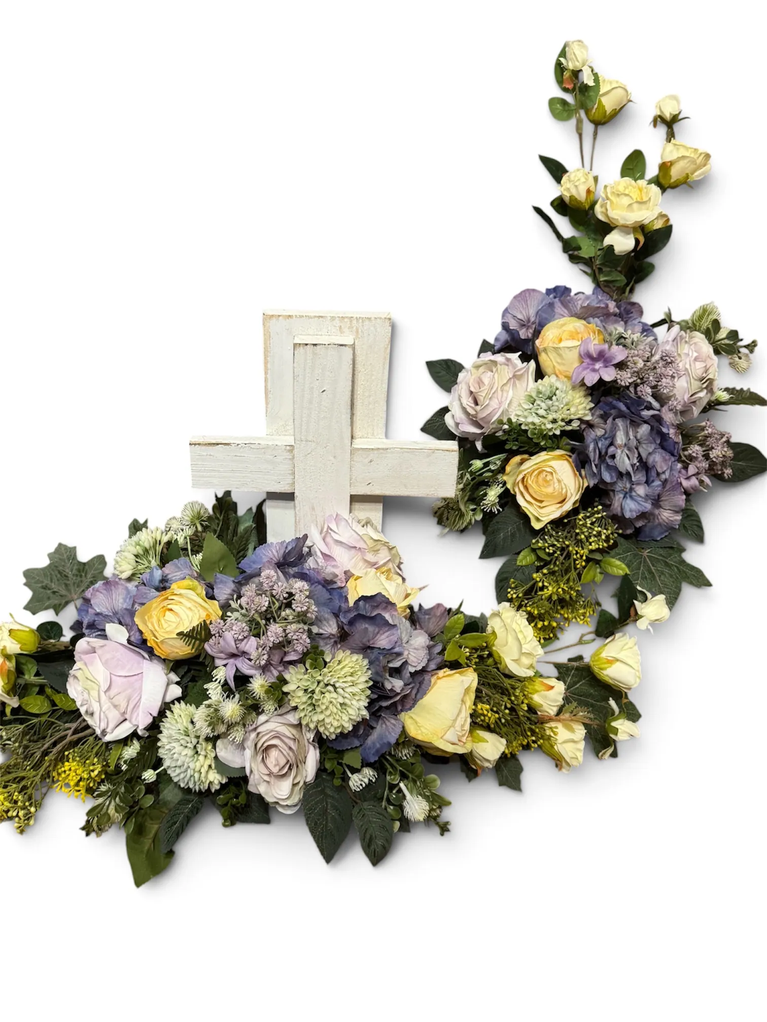 Komplet nagrobny — krzyż żółto-liliowa — zdjęcie 1